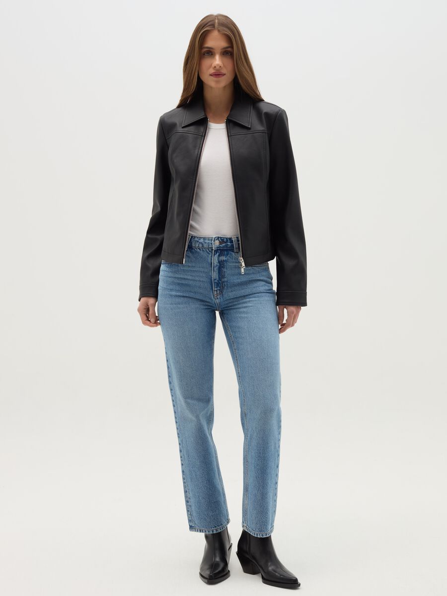 Short full-zip jacket with glossy effect_1