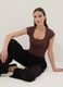 Brown short-sleeve stretch-cotton T-shirt_0