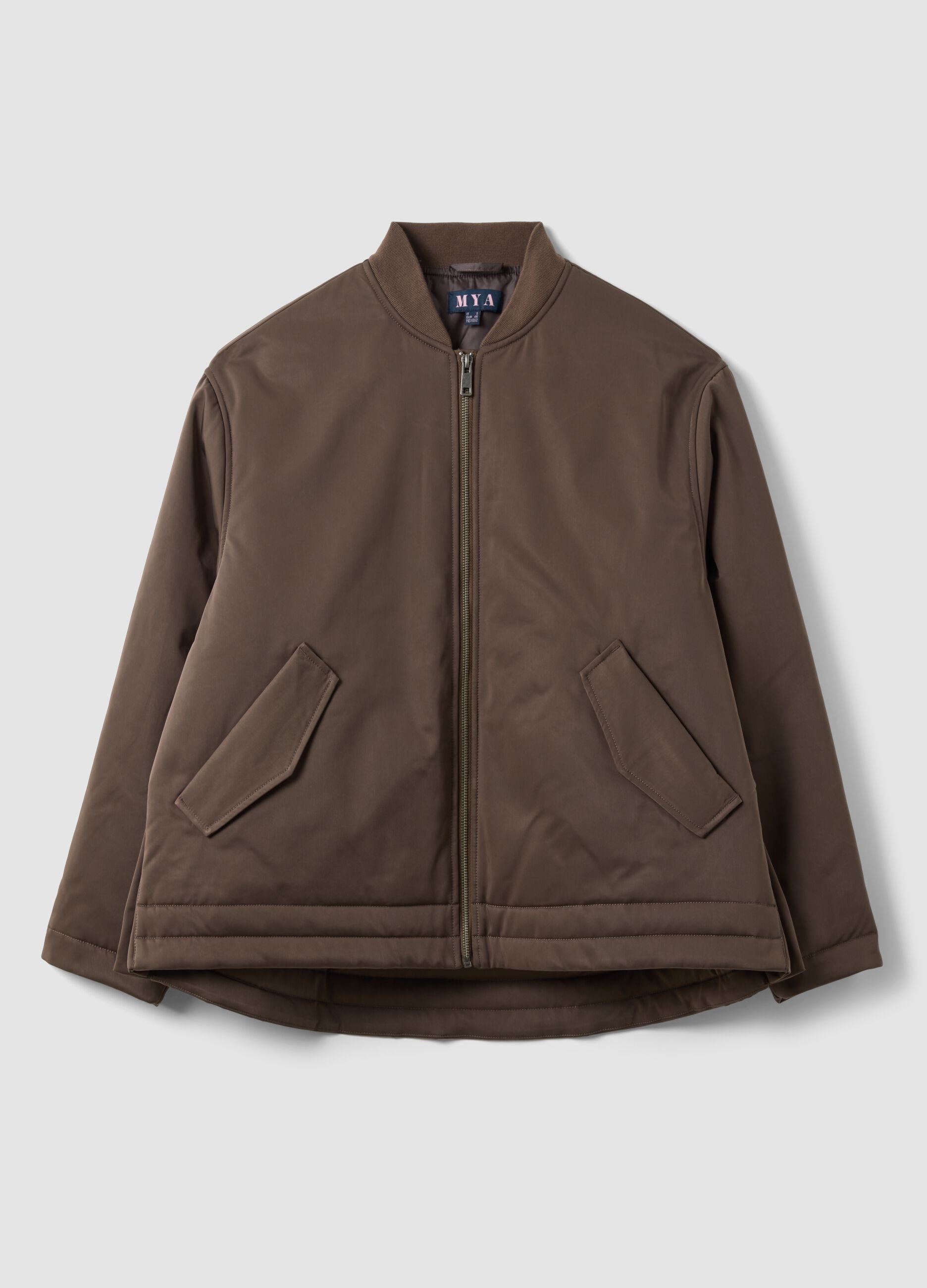 Brown padded regular-fit jacket with zip