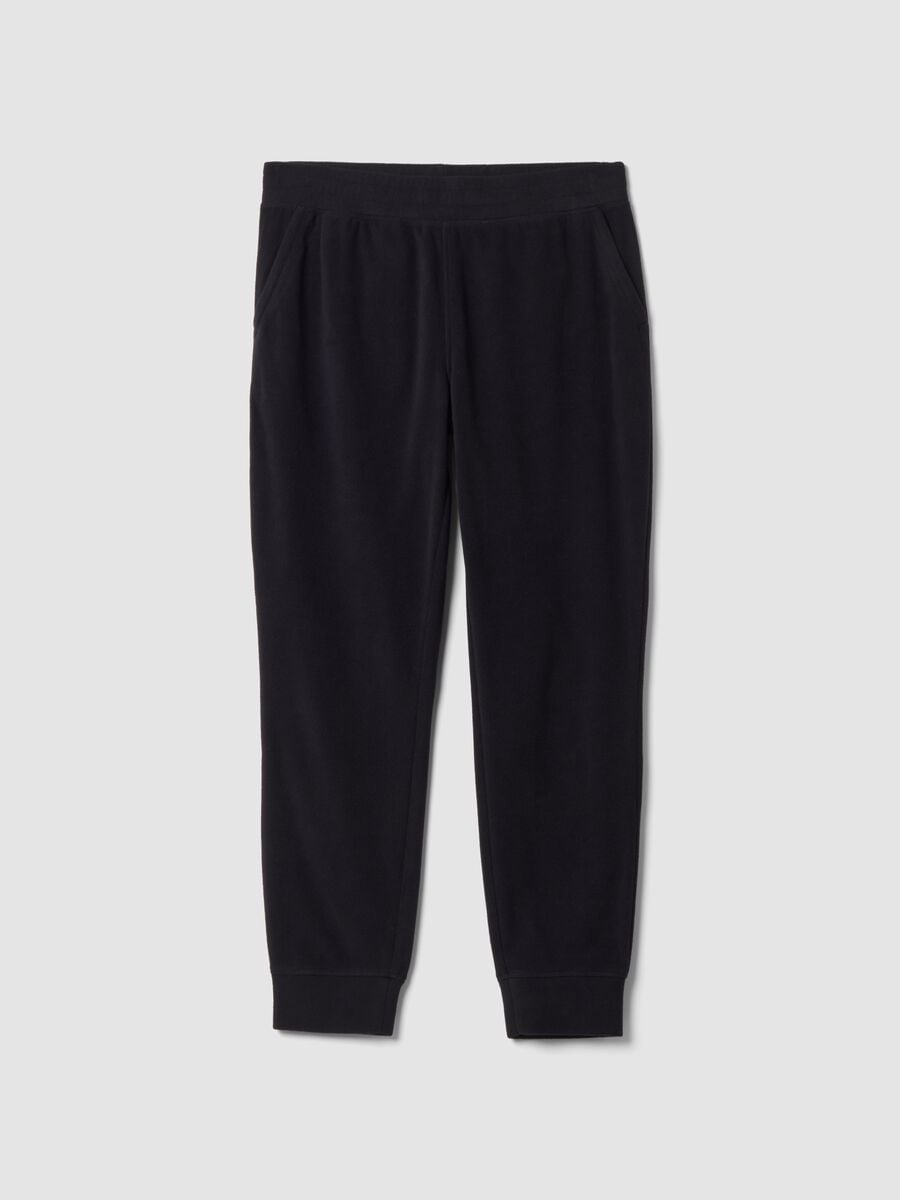 Pantaloni jogger neri in pile regular fit_0