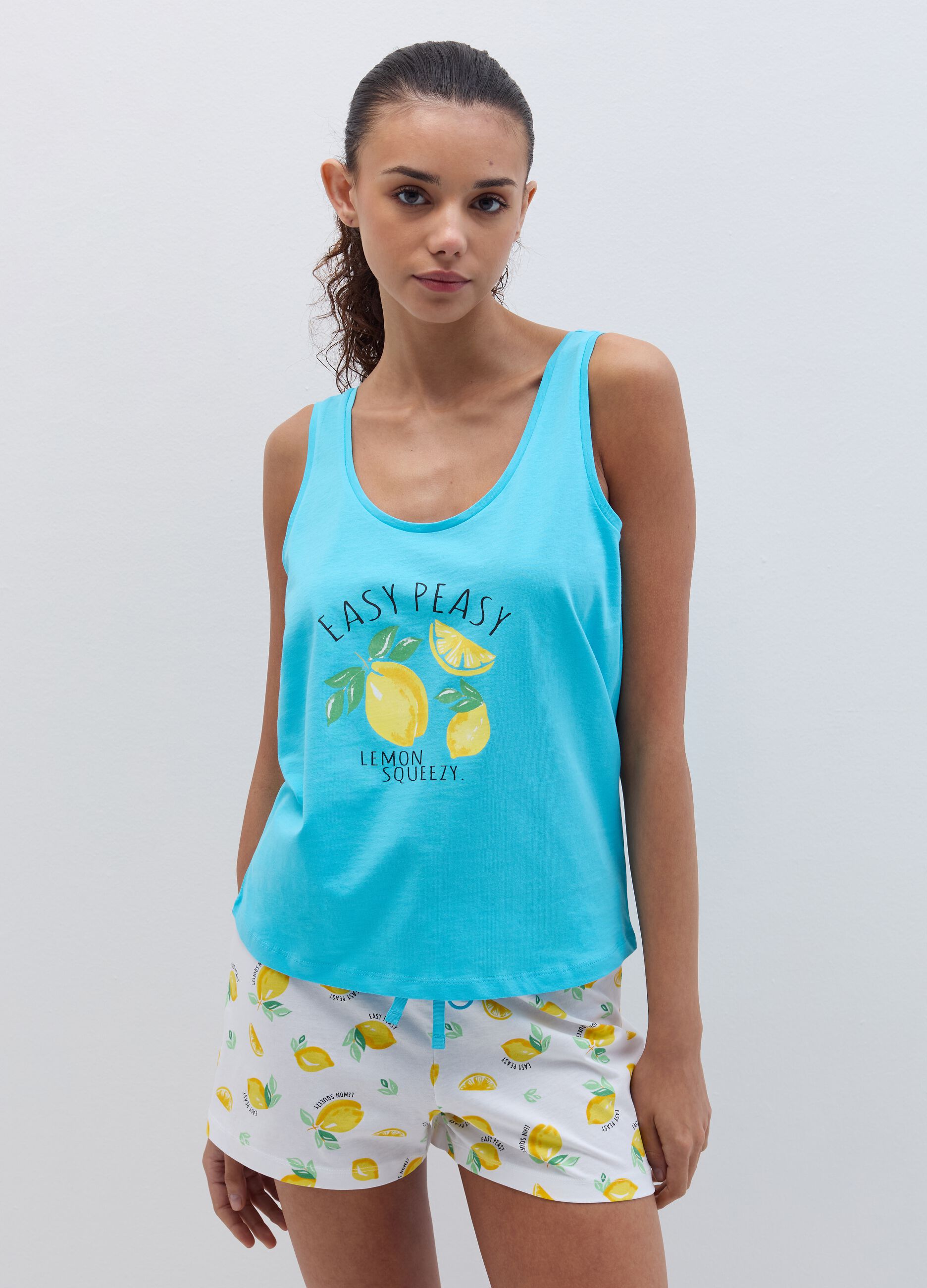 Short pyjamas with lemons print