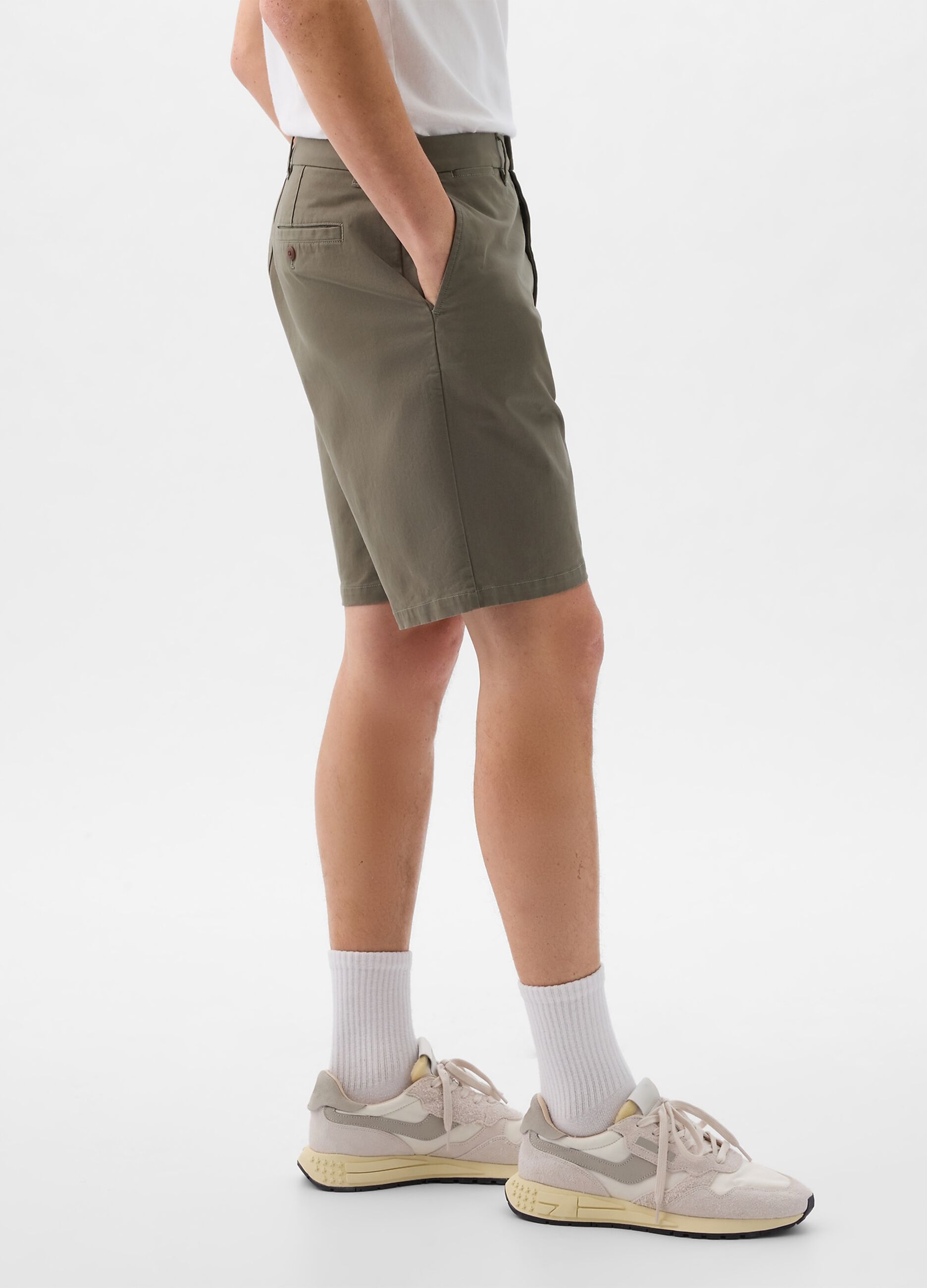 Relaxed-fit Bermuda shorts in stretch cotton
