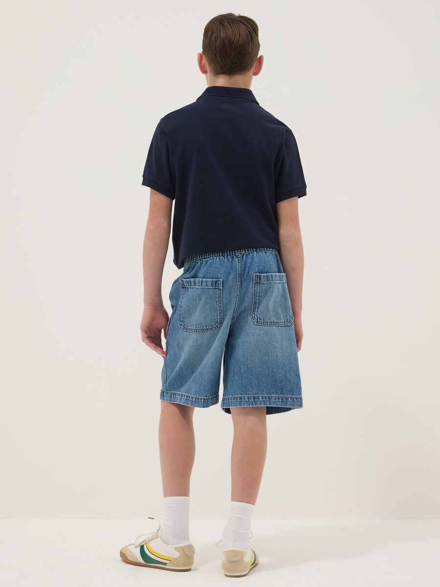 Blue denim boys&rsquo; cotton-blend straight-fit shorts_1