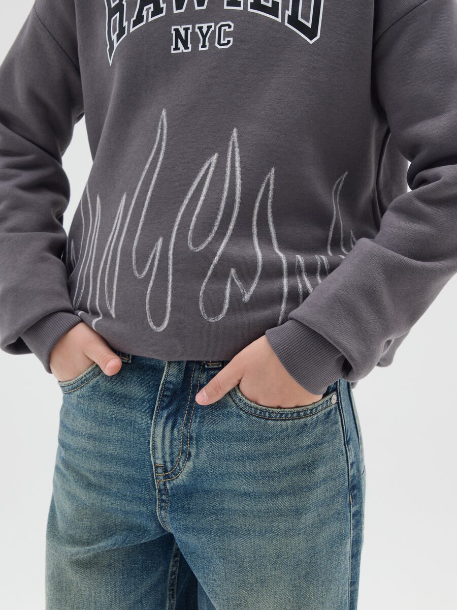 Grey cotton blend children's hoodie, regular fit_2