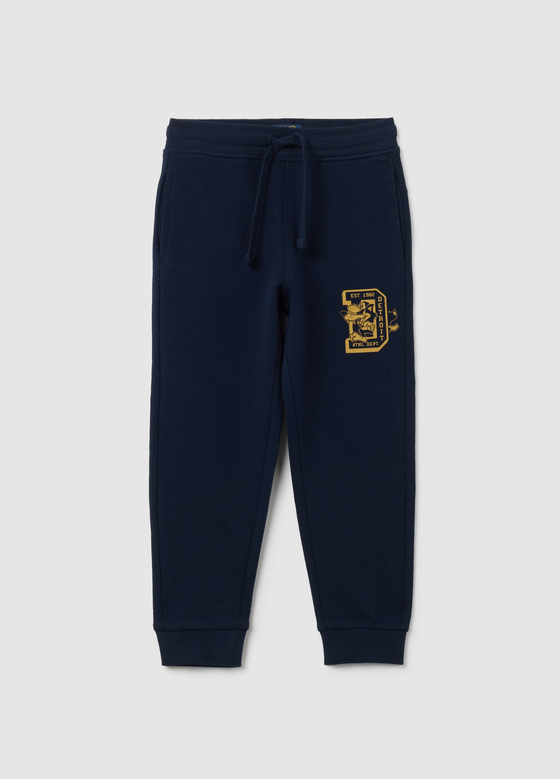Children's jogger trousers in pure blue cotton with regular fit