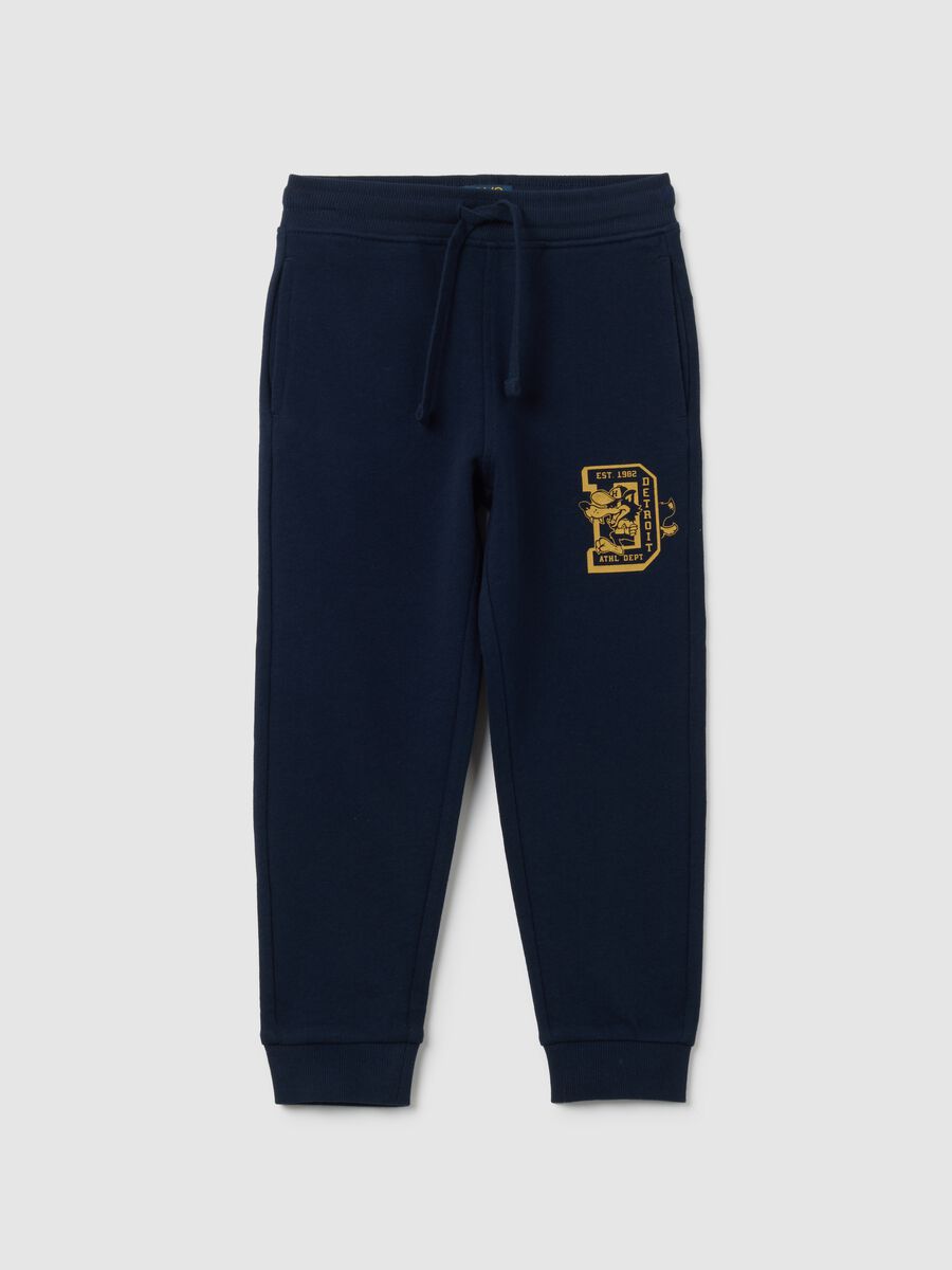 Children's jogger trousers in pure blue cotton with regular fit_0