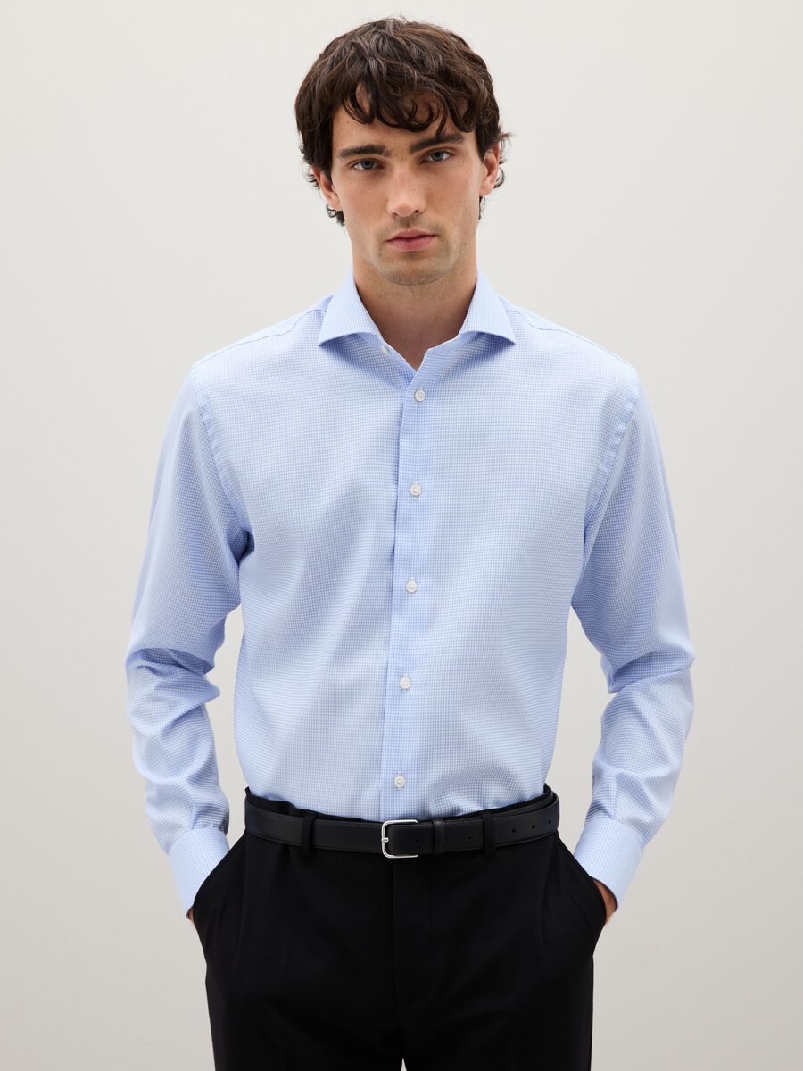 Blue Cotton Long Sleeve Shirt_0