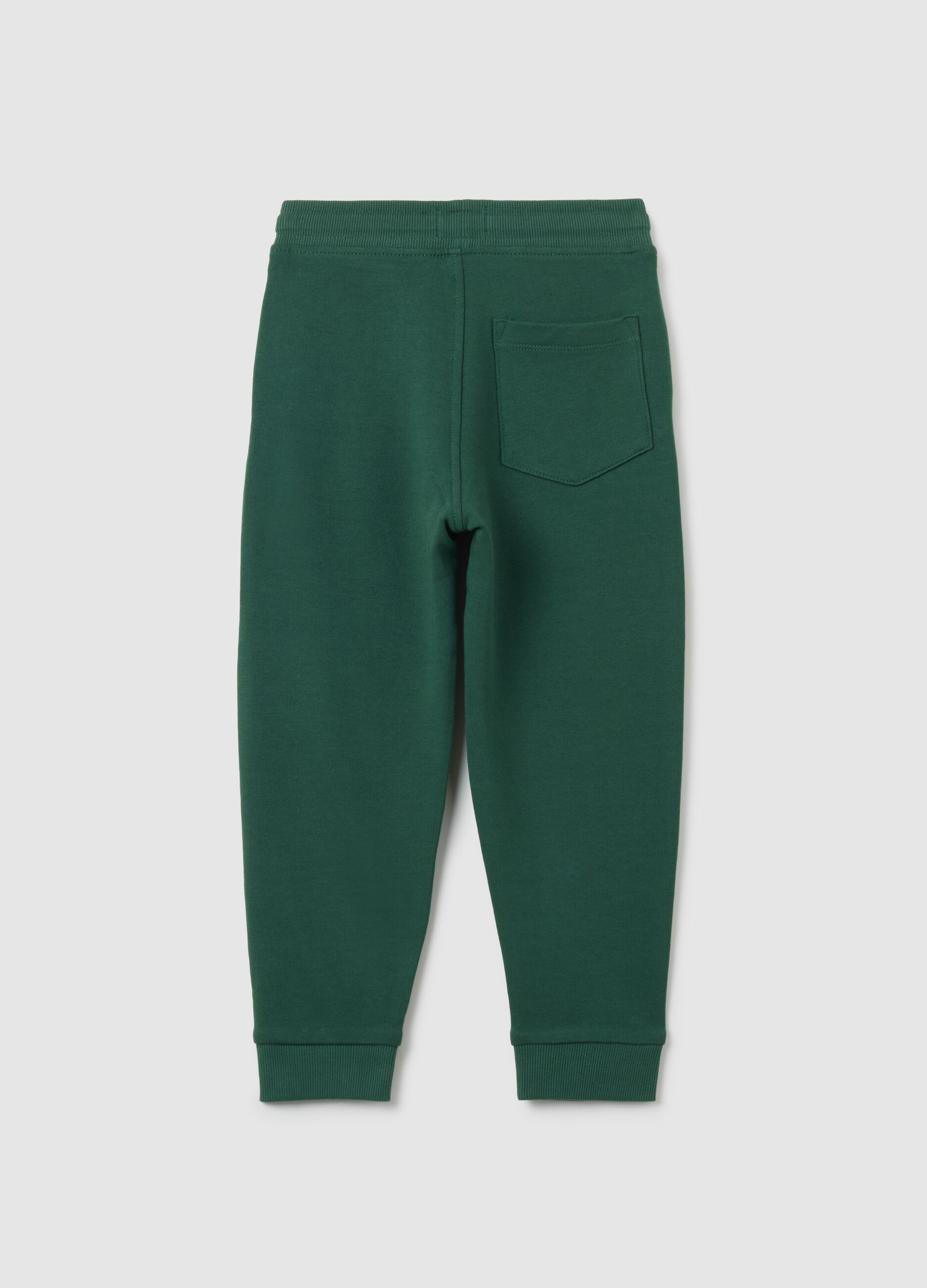 Children's green regular fit jogger trousers in pure cotton