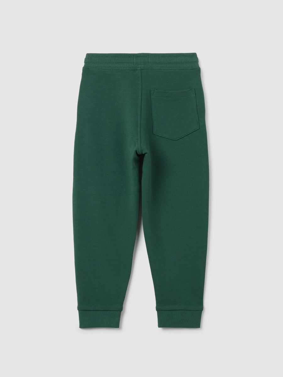 Children's green regular fit jogger trousers in pure cotton_1