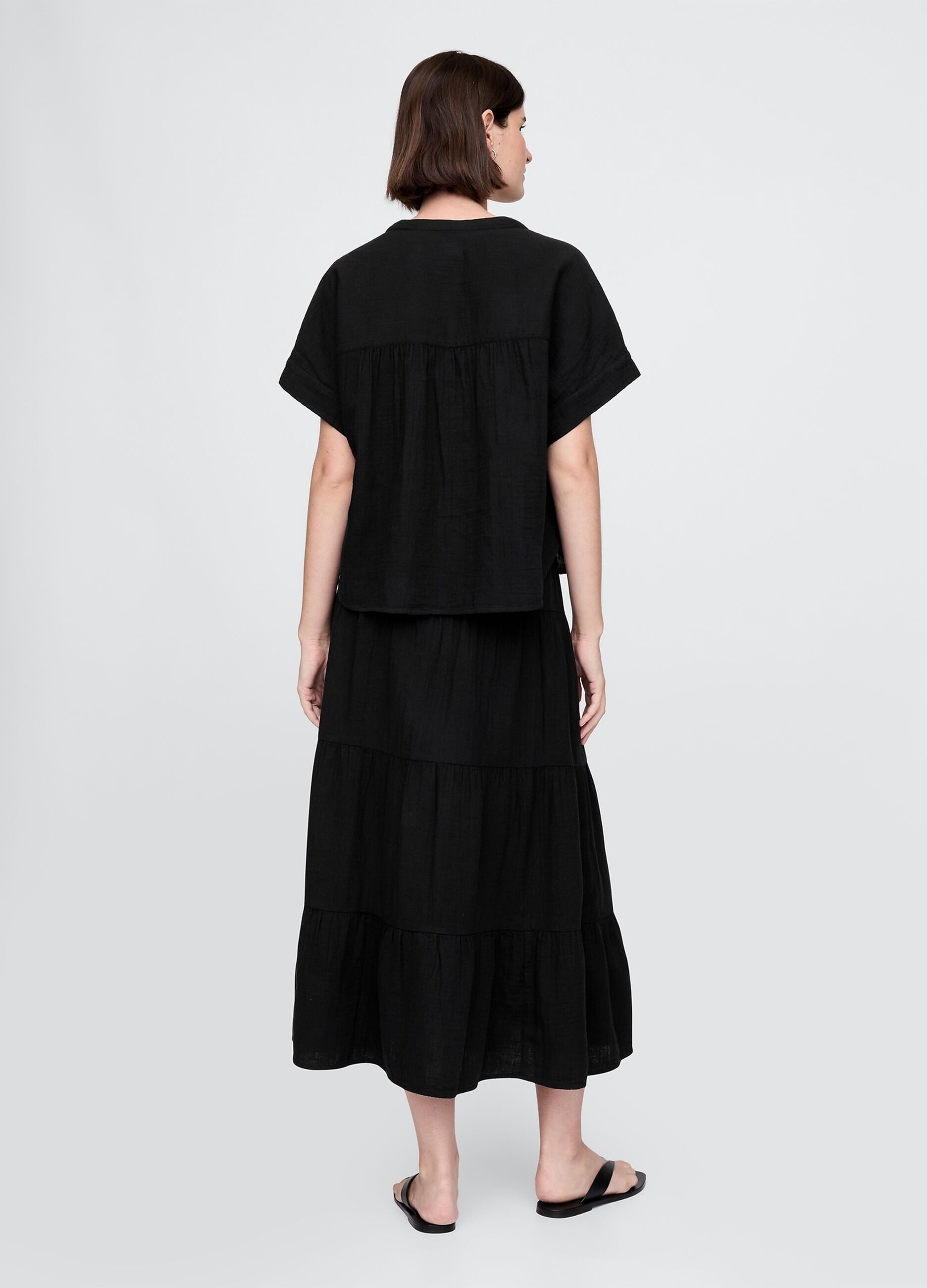 Black summer set with top and long skirt