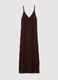 Brown pure cotton long dress slim fit with net texture_4