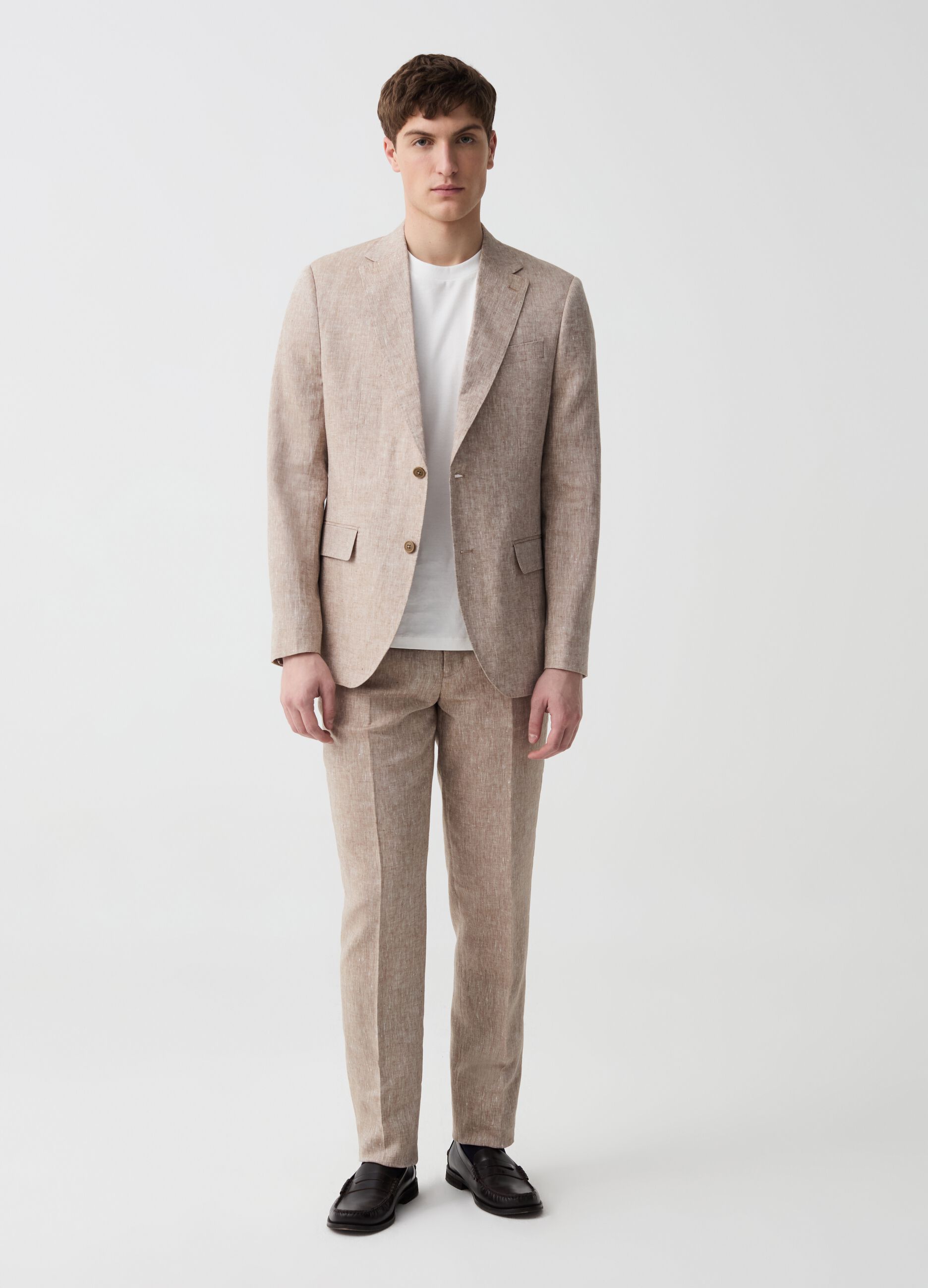 Slim-fit single-breasted blazer in linen
