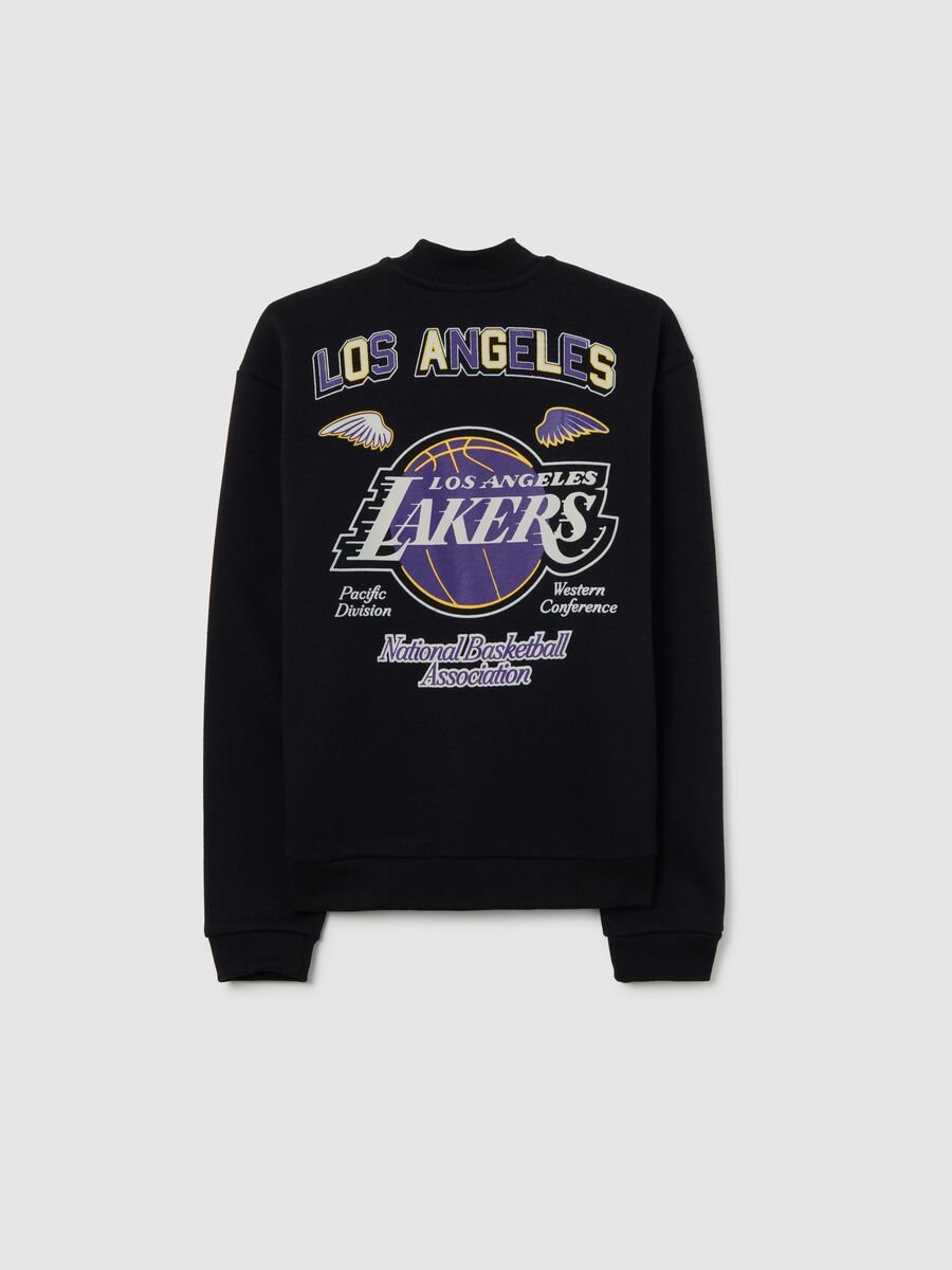 Children's black cotton blend regular fit sweatshirt with Lakers logo_1