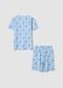 Blue pure organic cotton boys&rsquo; pyjamas with fish print_1