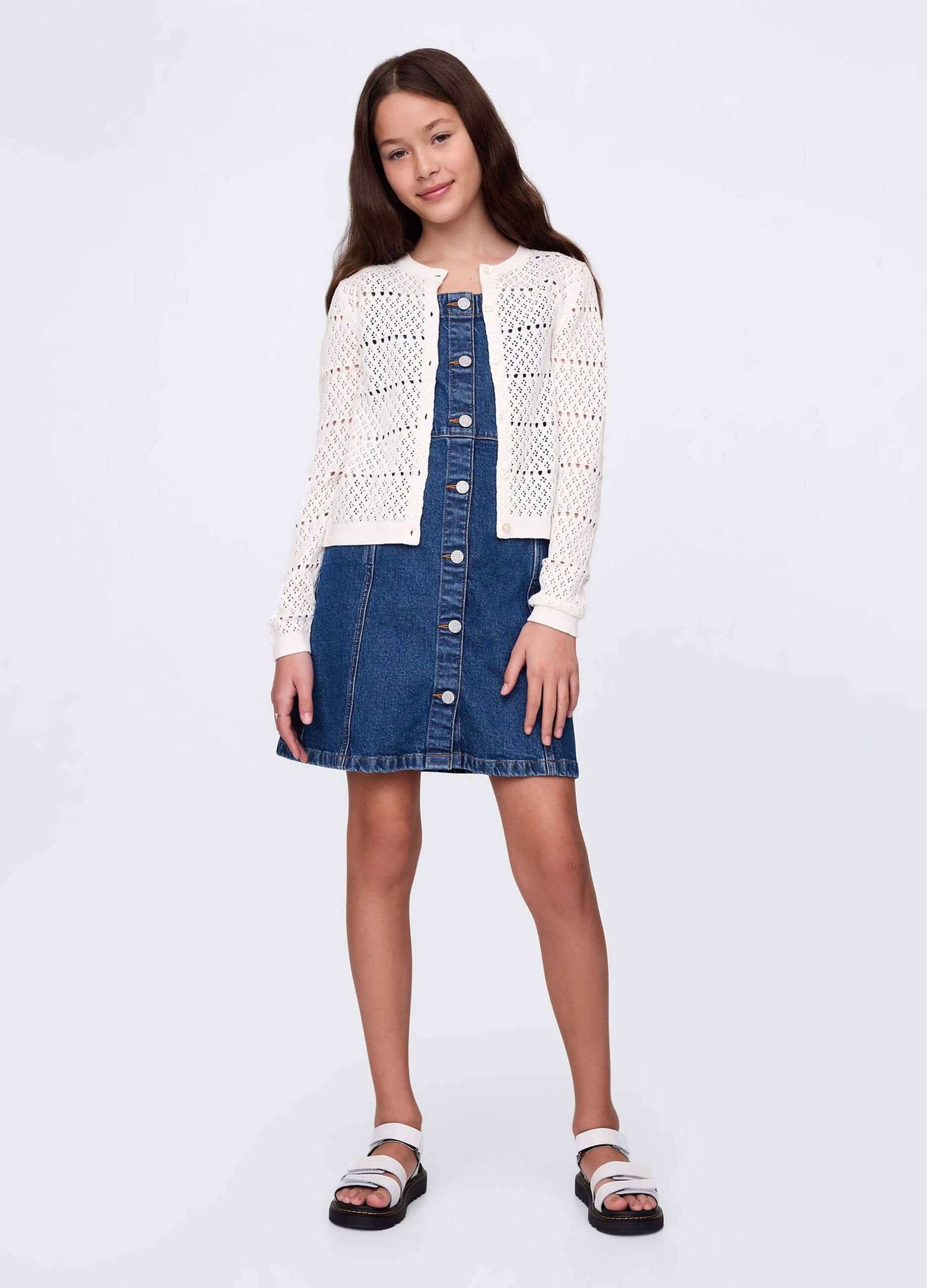White cardigan with openwork design