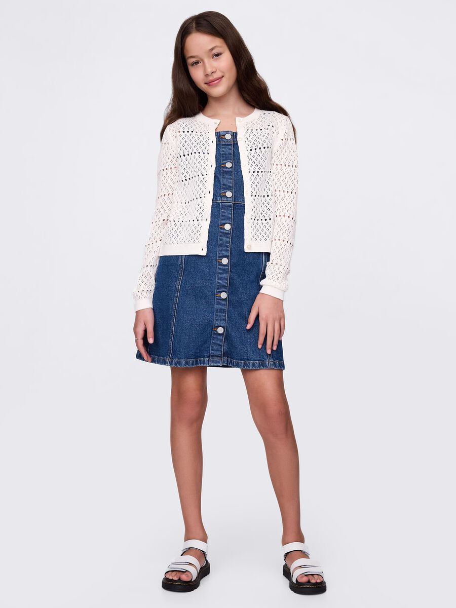 White cardigan with openwork design_1