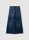 Blue pure cotton low-rise wide-leg jeans_5