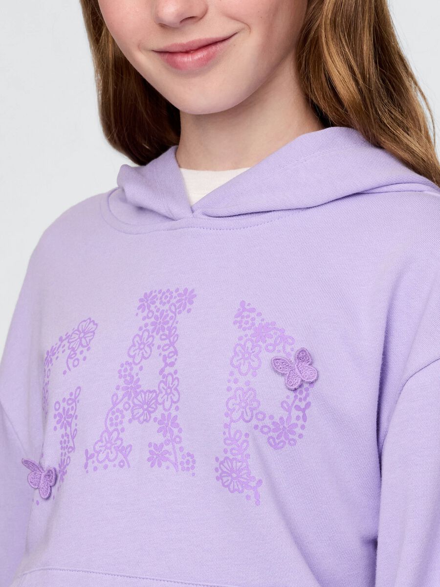 Lilac sweatshirt with hood and logo print_3