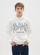 Boy's white sweatshirt in pure cotton regular fit with text_0