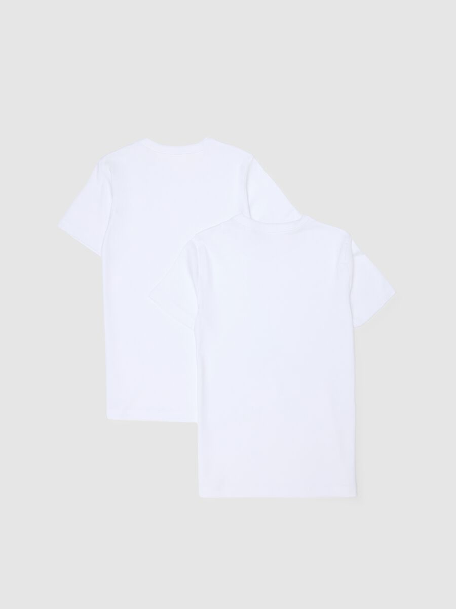 Pack of two white boy's t-shirts in pure cotton over fit_1
