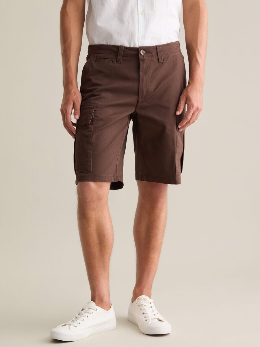 Brown Cargo Shorts Piombo_1