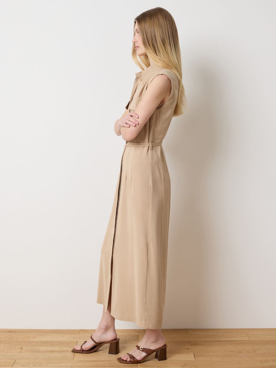 Long sleeveless shirt dress_2