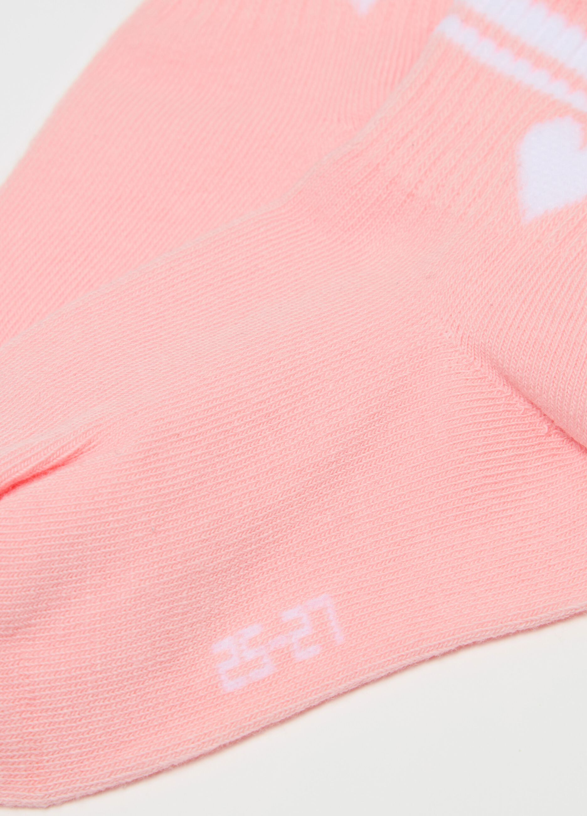 Three-pair pack short socks with heart design