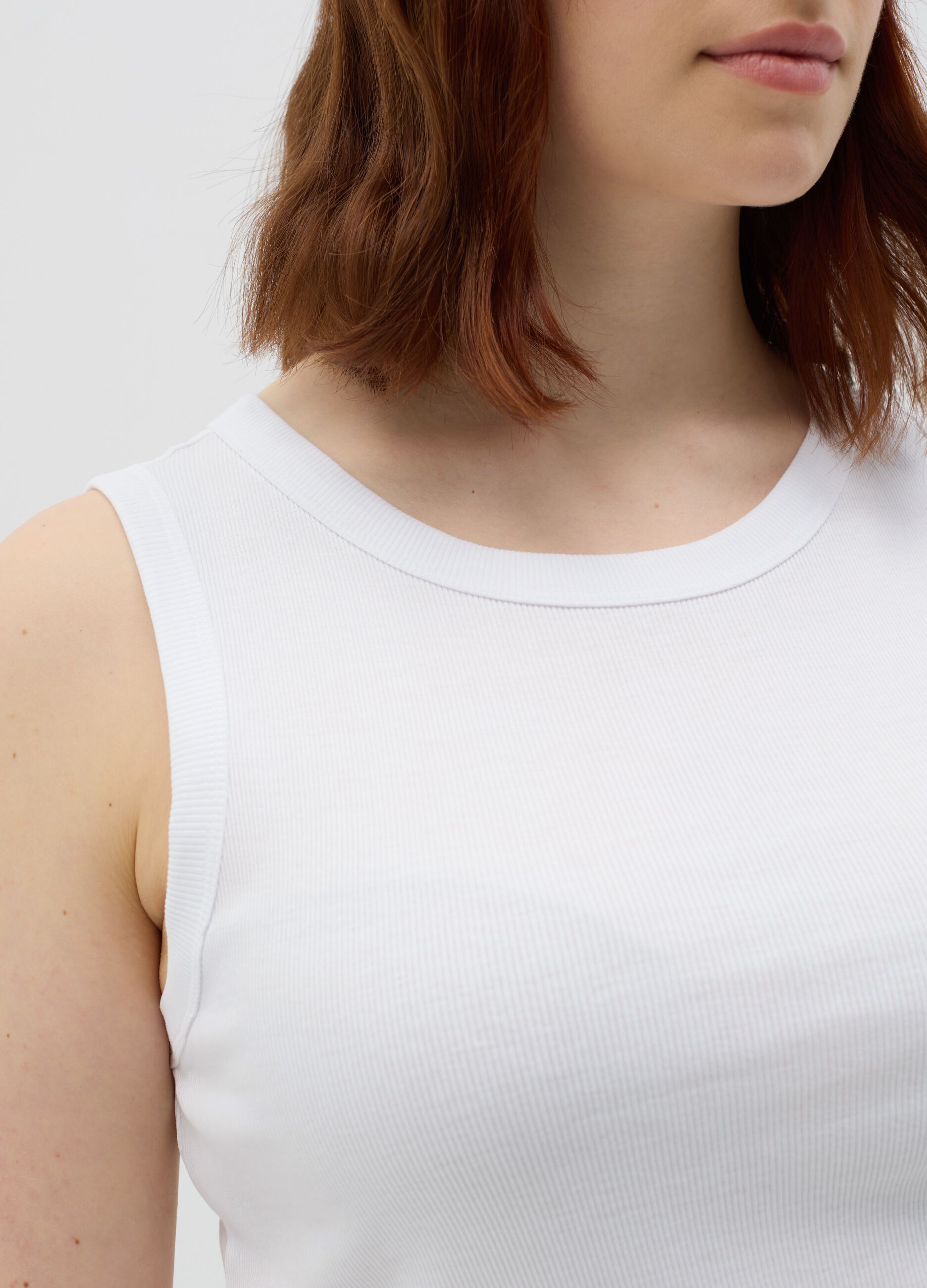 White ribbed top