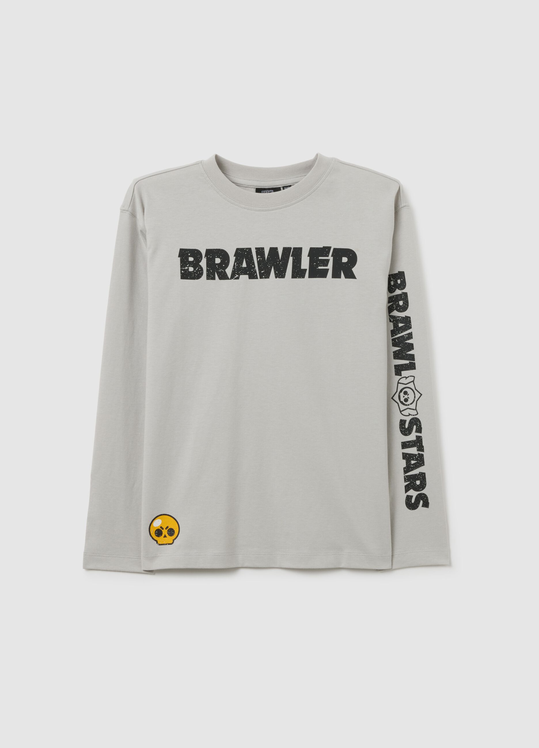 Grey children's t-shirt in pure cotton with oversized fit and prints