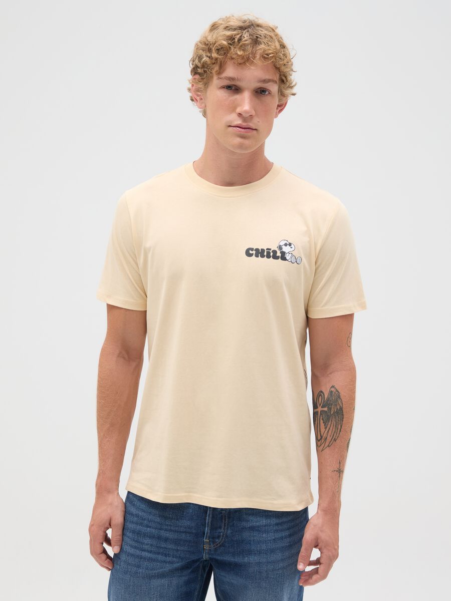 Men's regular fit beige pure cotton t-shirt_0
