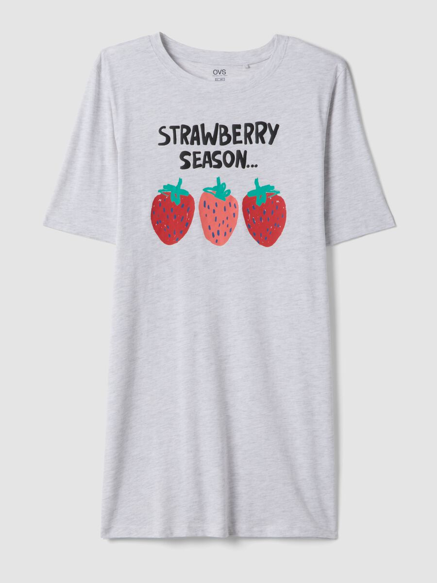 Grey stretch cotton nightshirt regular fit with strawberries_4
