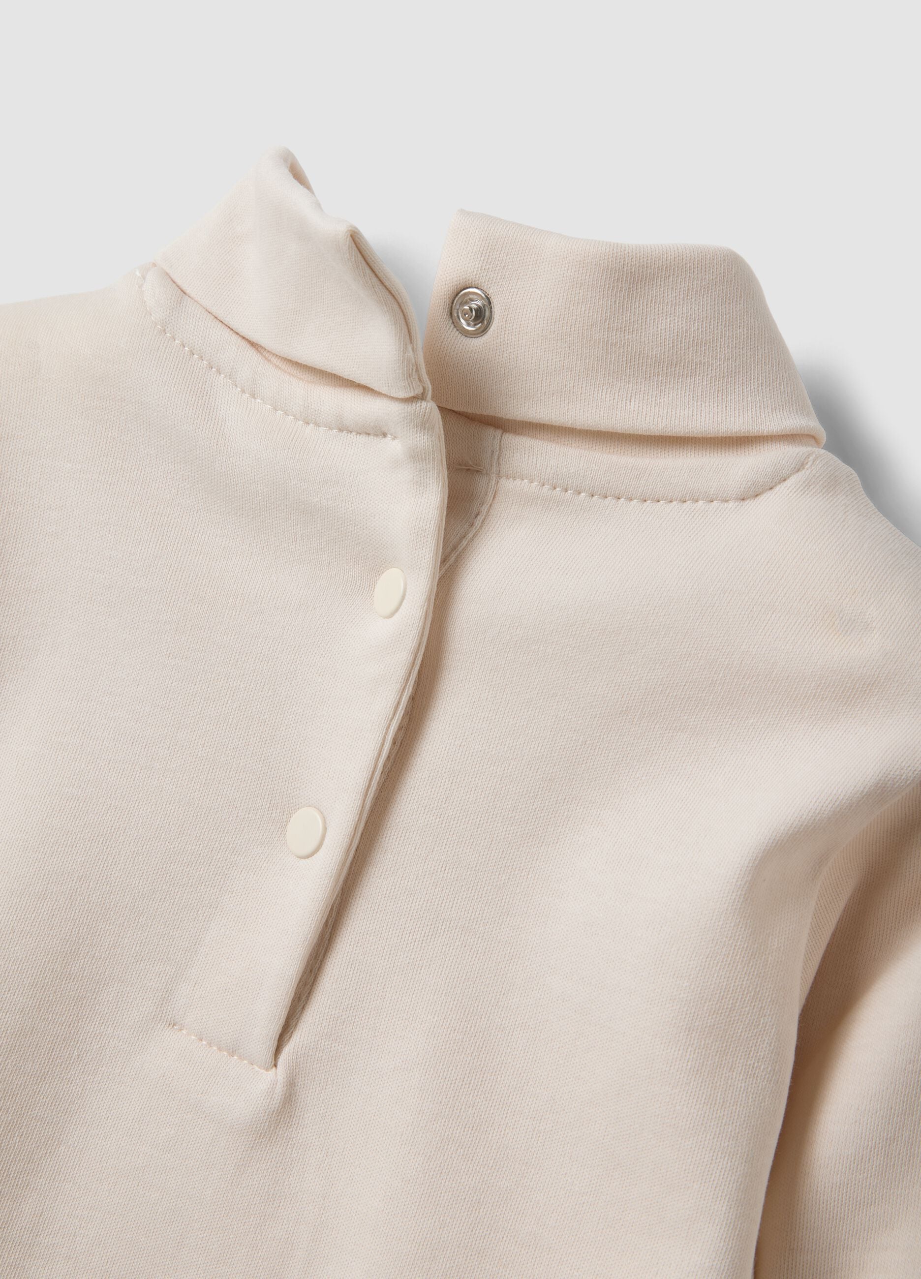 Beige pure organic cotton crew-neck top