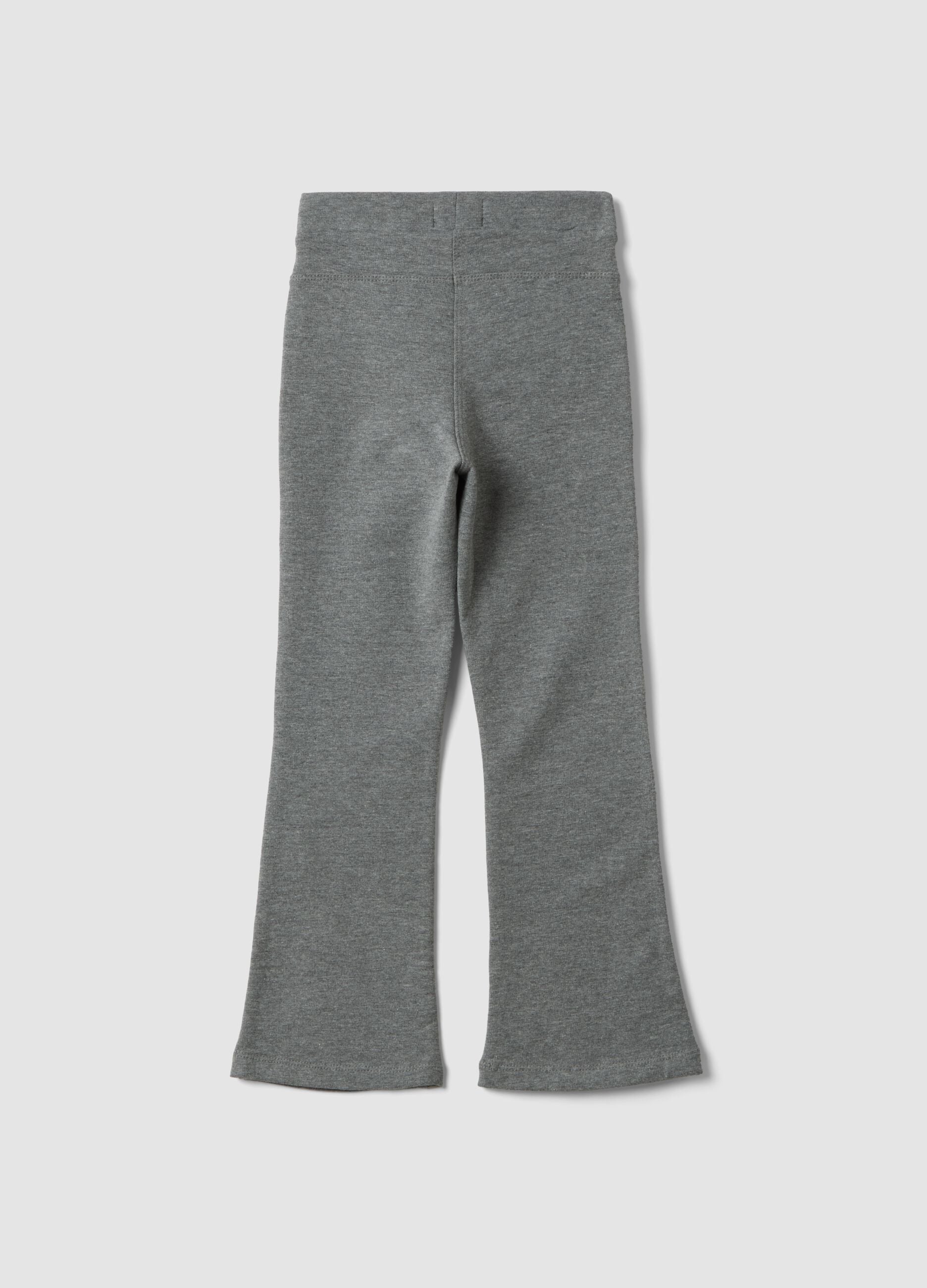 Grey marl flared treggings in stretchy organic cotton