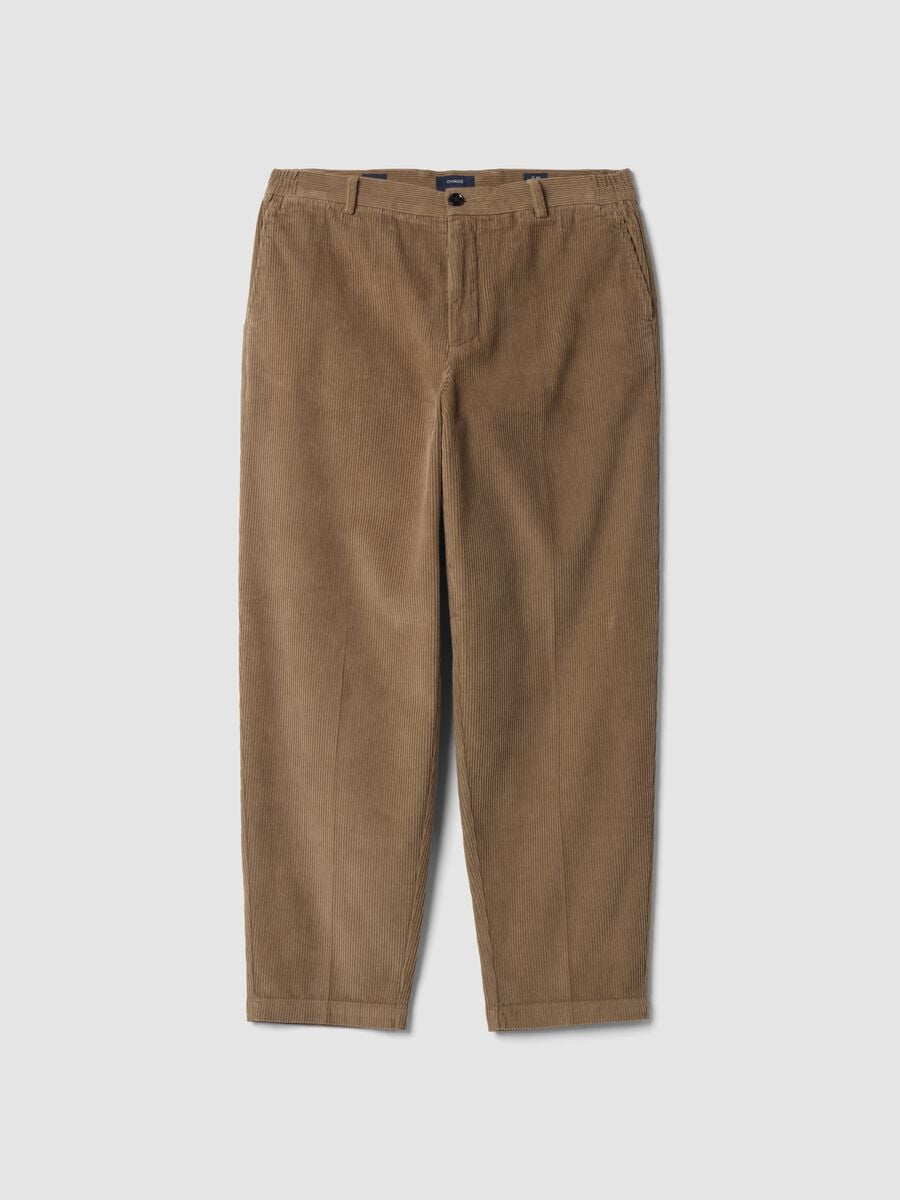 Brown pure cotton cord chino trousers_0