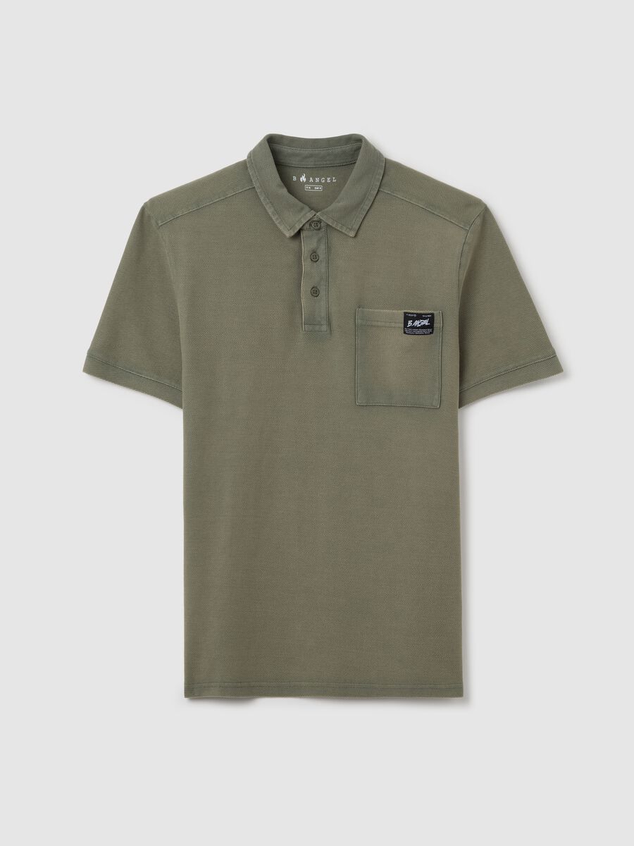 Green short-sleeved polo shirt in cotton piquet_4