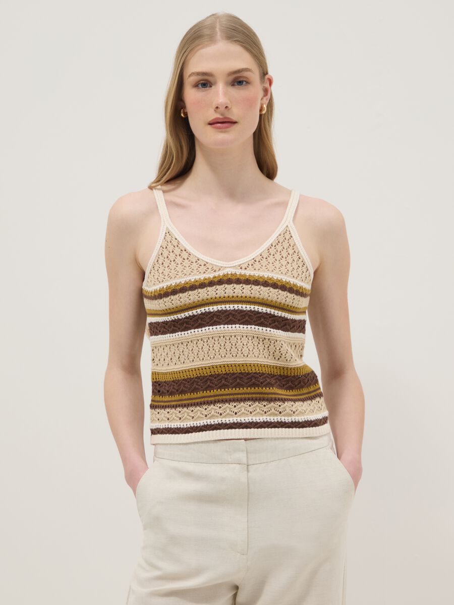 Multicolour pure cotton regular-fit knitted-texture top_3