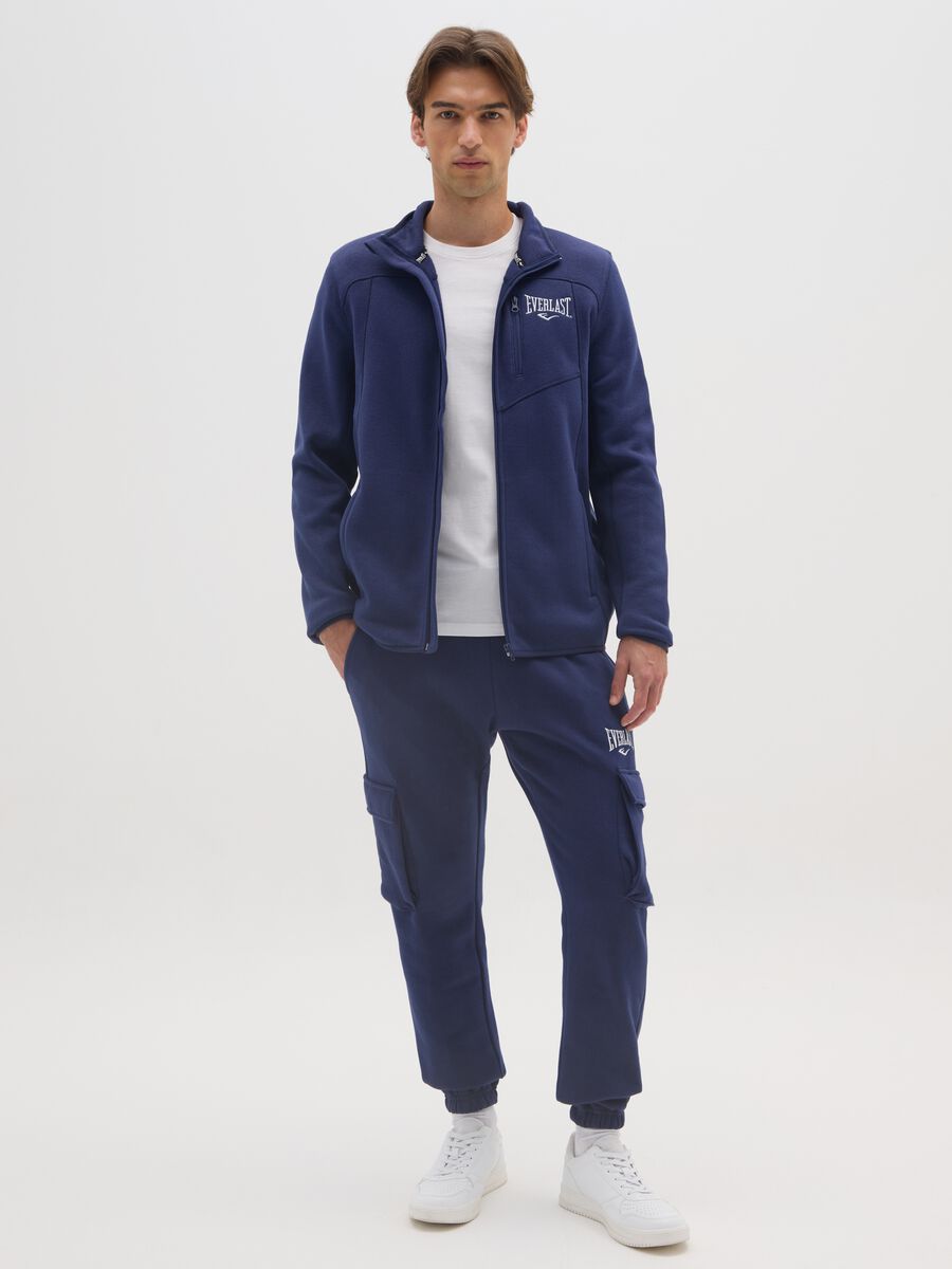 Blue zip-up high neck sweatshirt regular fit_1
