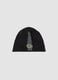 Black stretch organic cotton hat with chequered graphic print_0
