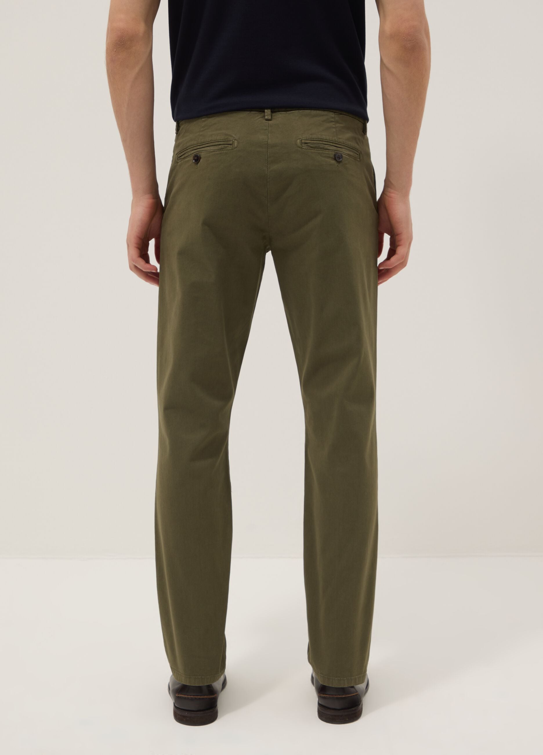 Green slim-fit stretch cotton chino trousers