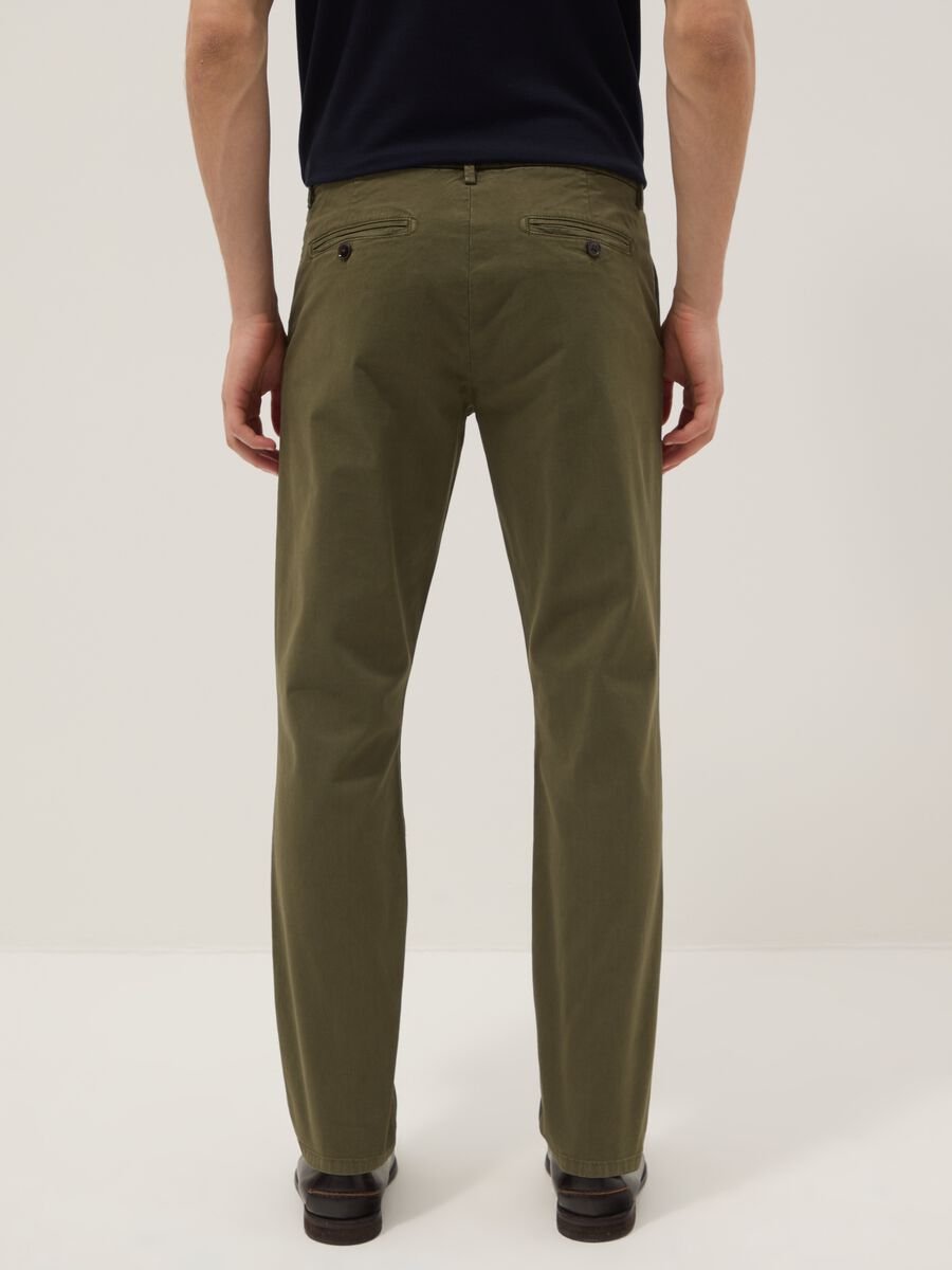 Green slim-fit stretch cotton chino trousers_2