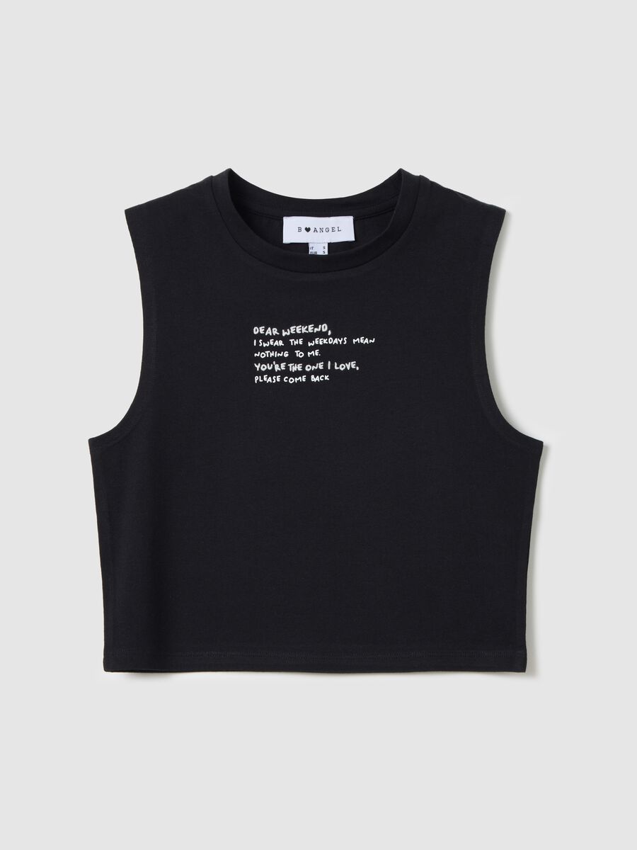 Black cropped tank top with embroidery_4