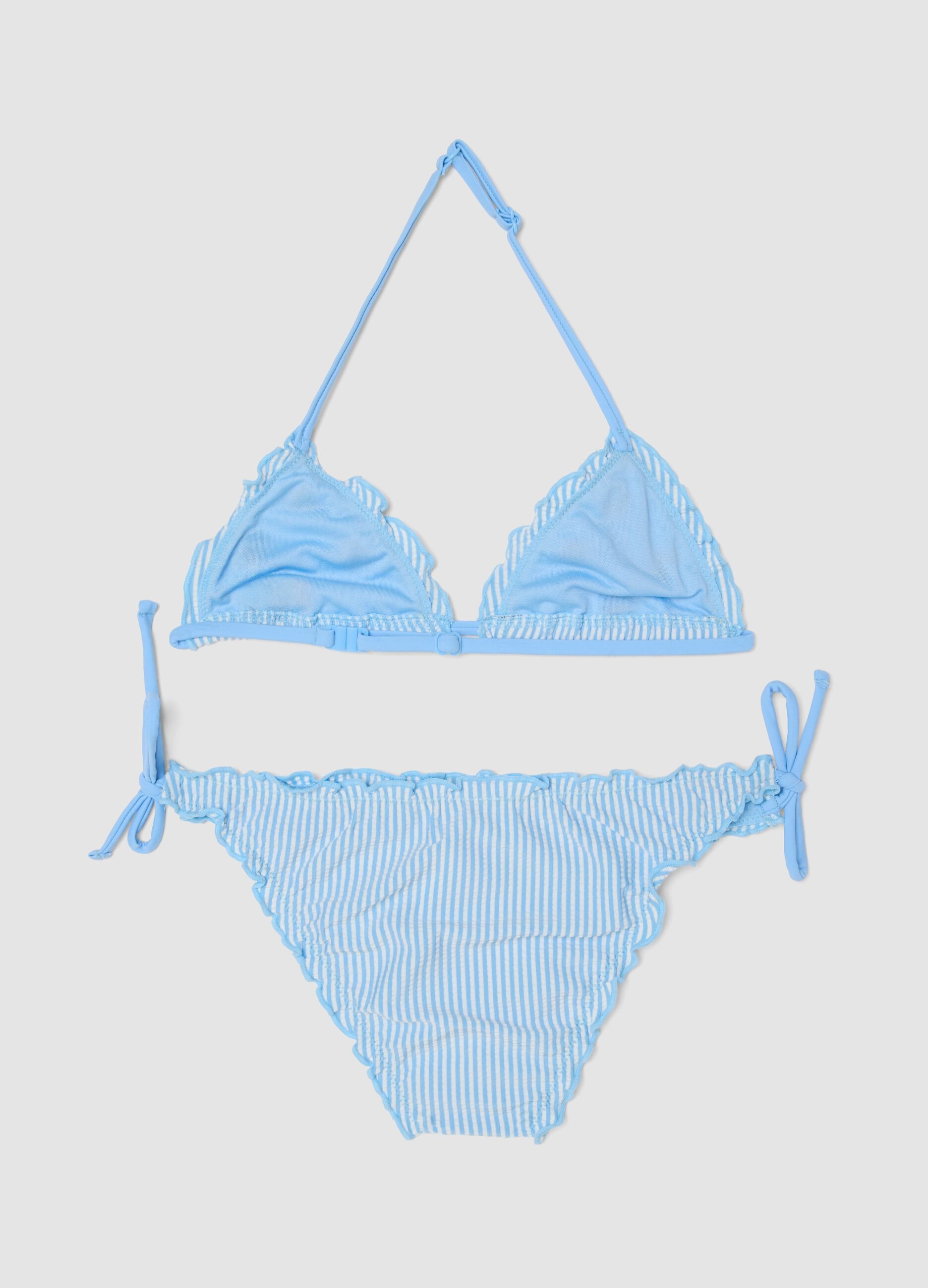 Blue triangle bikini in stretch fabric