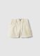 Girls' white pure cotton denim shorts regular fit with lace trim_0