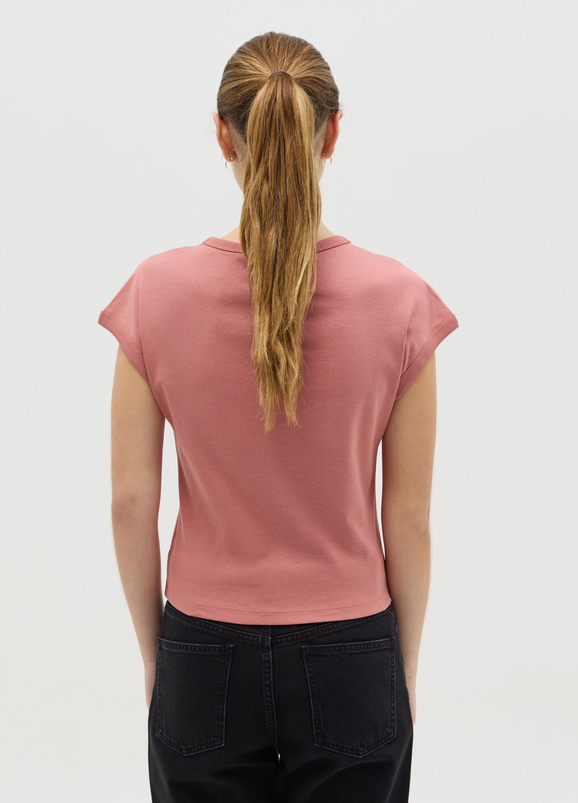 T-shirt con maniche a kimono rosa