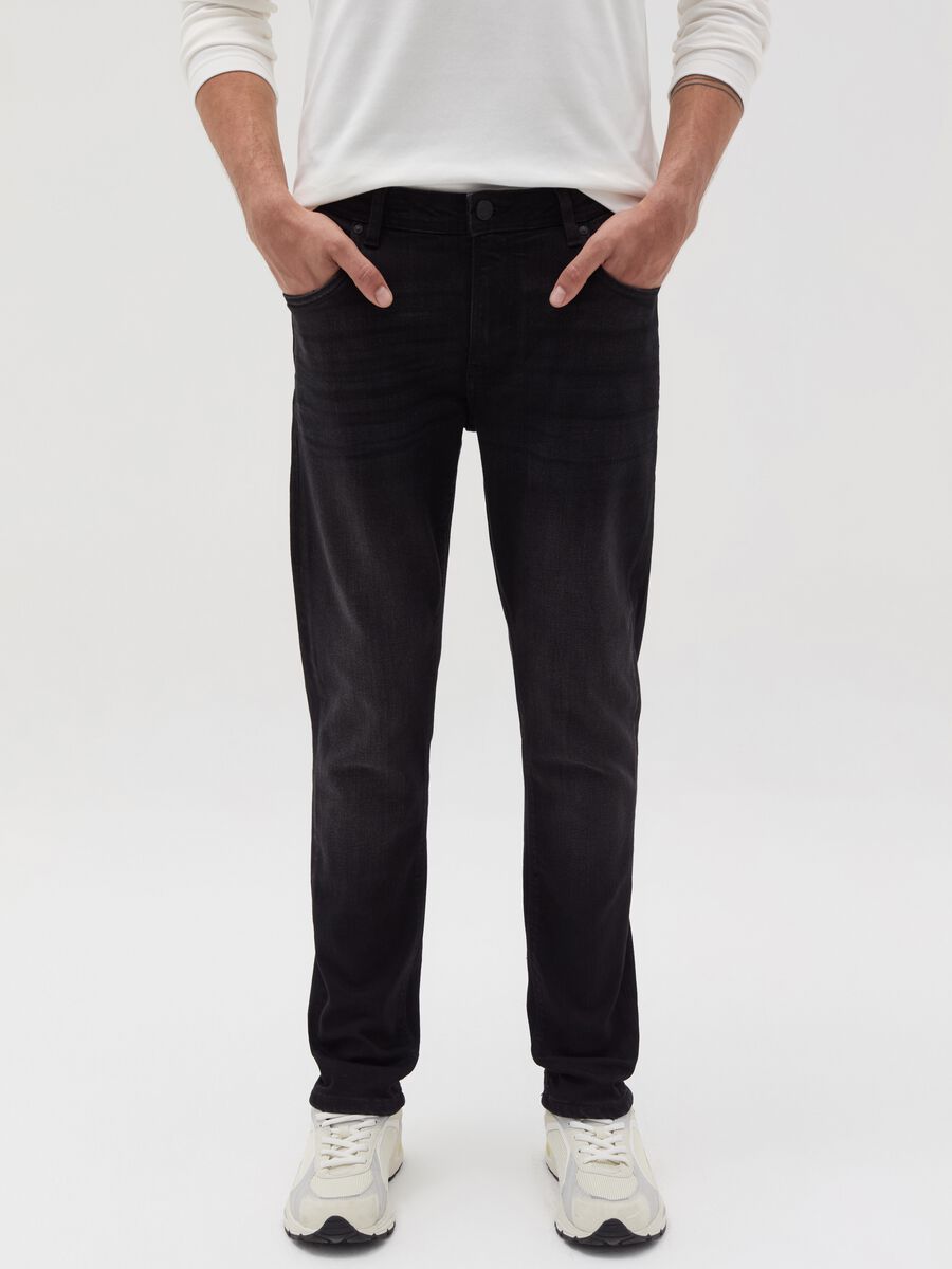 Jeans skinny fit stretch con scoloriture_1