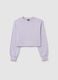 Cropped violet cotton long sleeve top for girls with regular fit_3