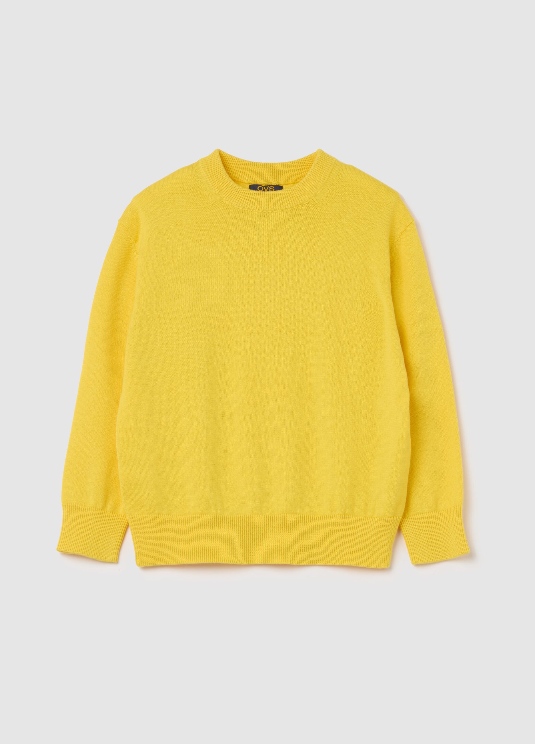 Solid colour cotton pullover
