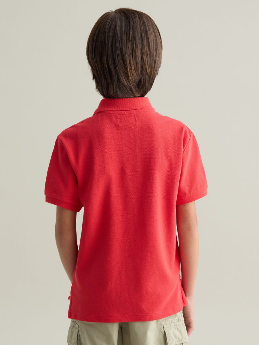 Kids' red mercerised cotton polo_2