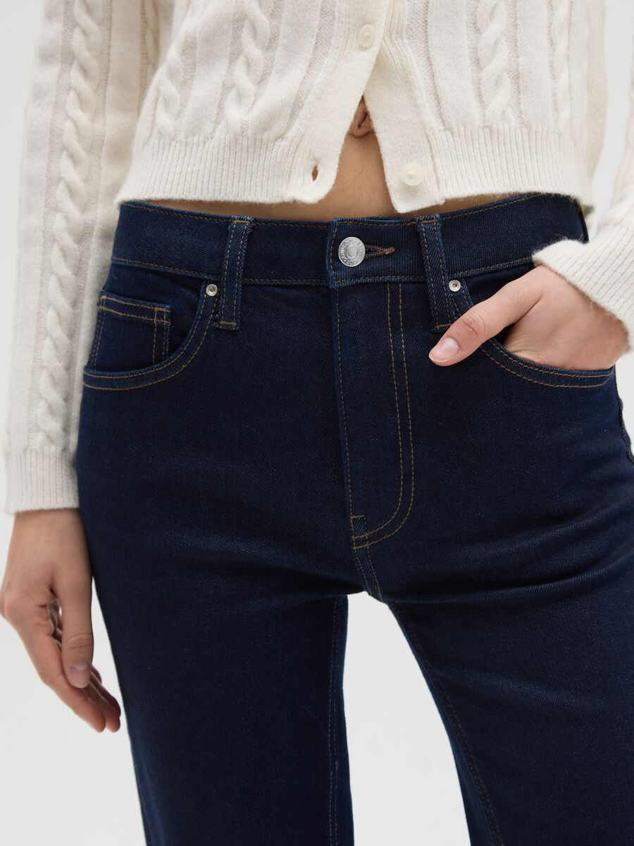 Blue Flare Jeans in Stretch Denim Cotton_3