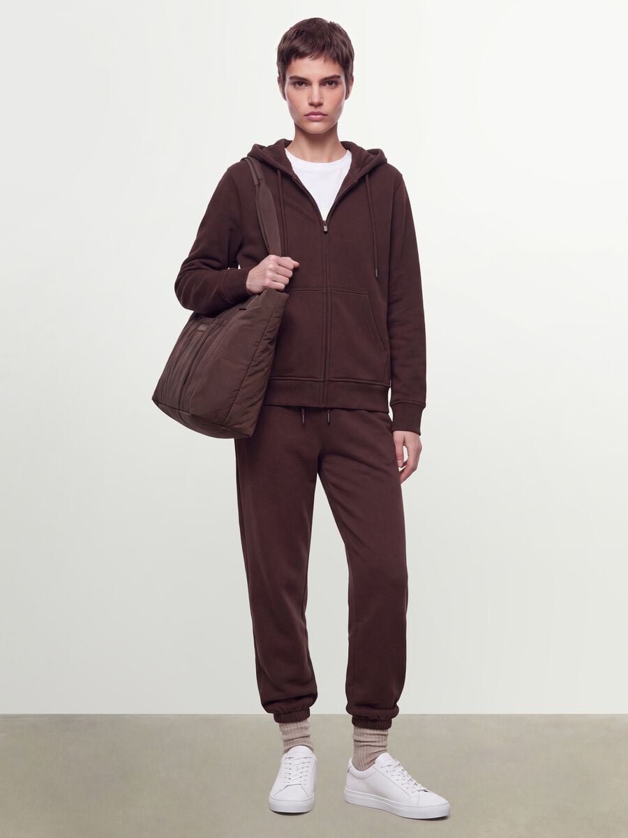 Felpa marrone in misto cotone con cappuccio regular fit_2